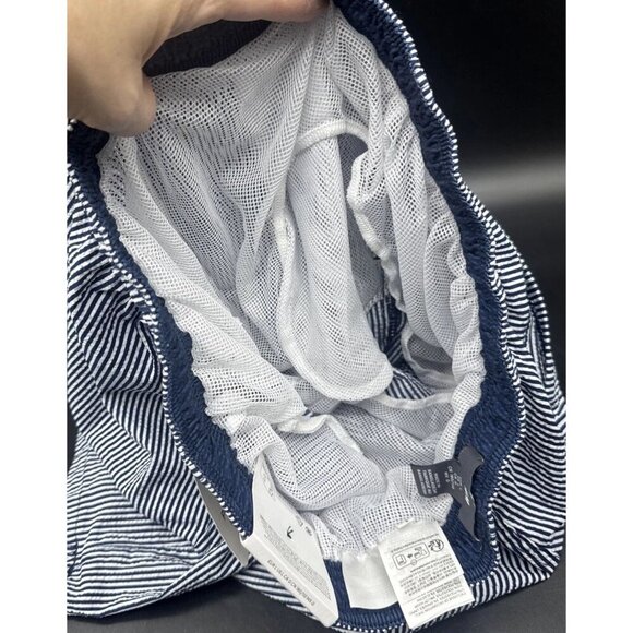 H&M Mens Blue White Striped Mid-Length Swim Shorts Mesh Lining Pockets Sz L NEW - Picture 14 of 14